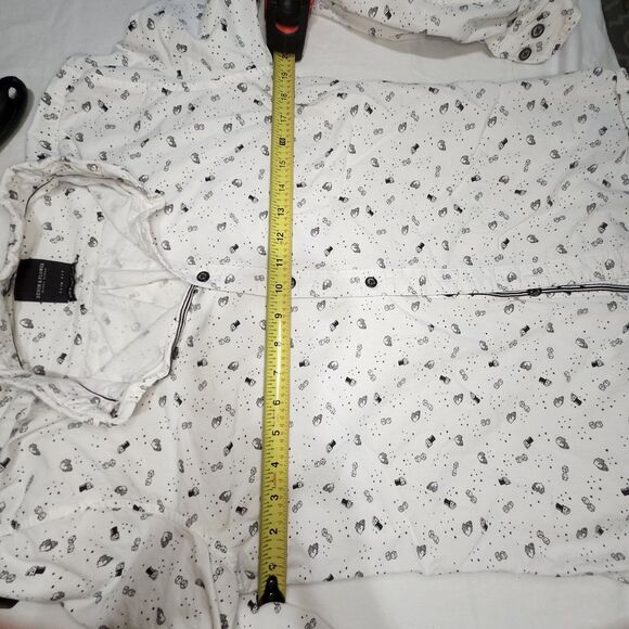 Skulls & Dice Denim & Flower Ricky Singh Men’s Slim Fit Button Up Shirt White M - Picture 8 of 9